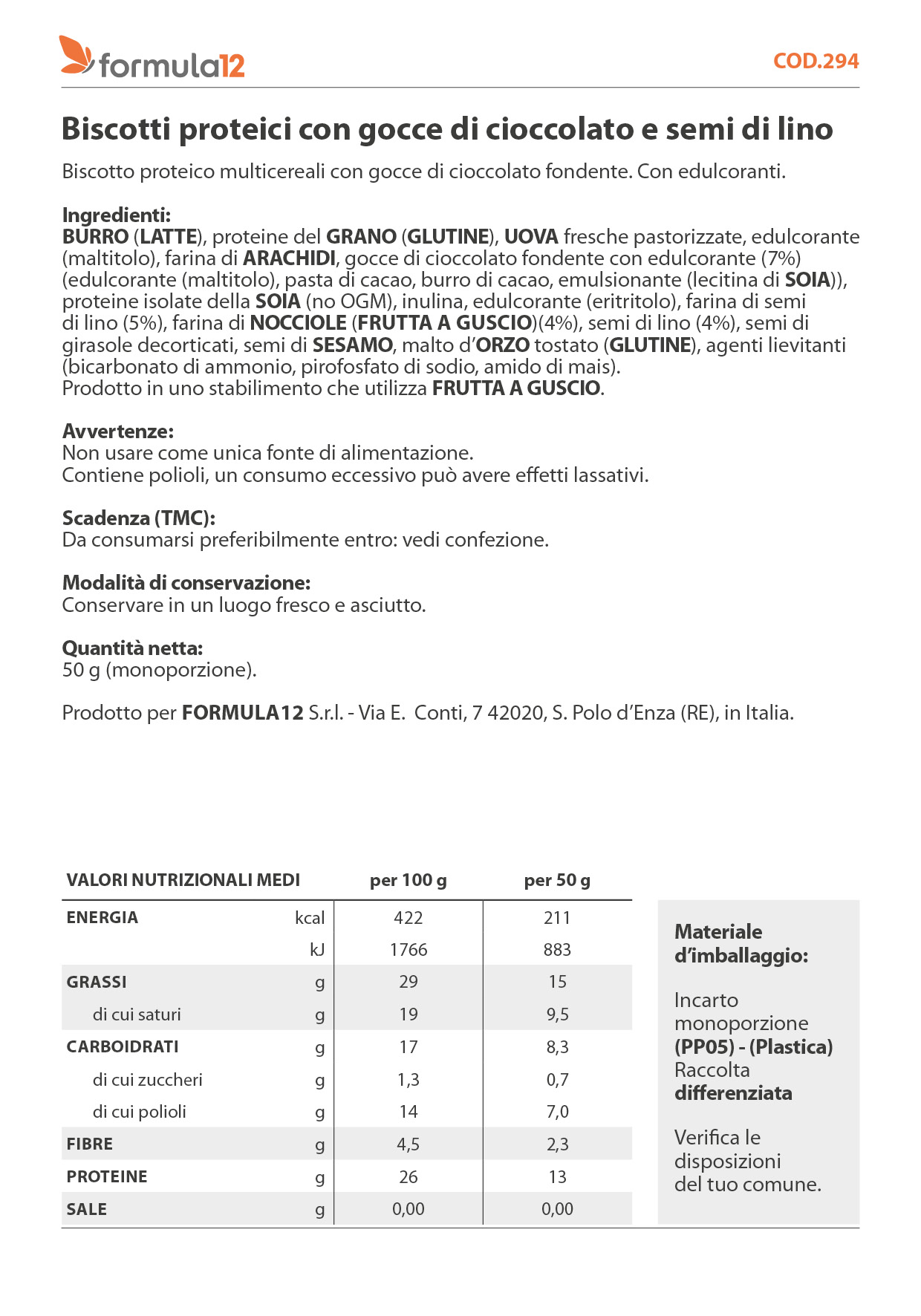 287_Biscotti proteici con gocce di cioccolato e semi di lino